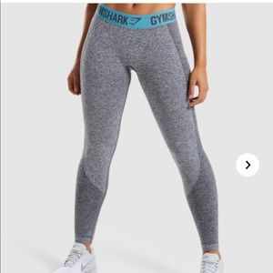 GYMSHARK Flex Legging Charcoal/Turquoise XS NWT